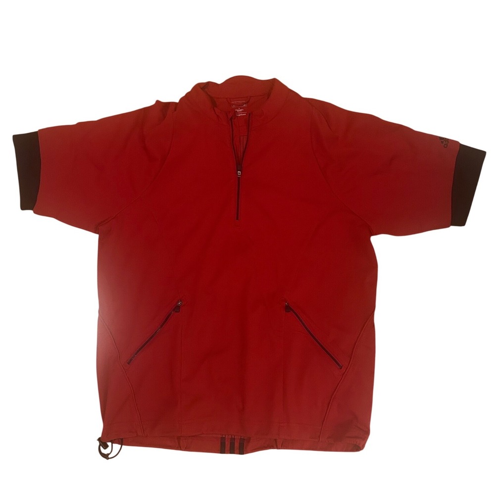 Adidas Golf Mens L ClimaProof Wind SS Quarter Zip Jacket Red Brown AWV602